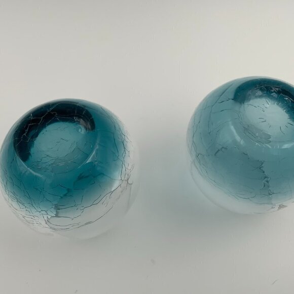 Set of 2 Sea Turtle Stemless Wine Glasses Crackle Glass EUC - Picture 3 of 7